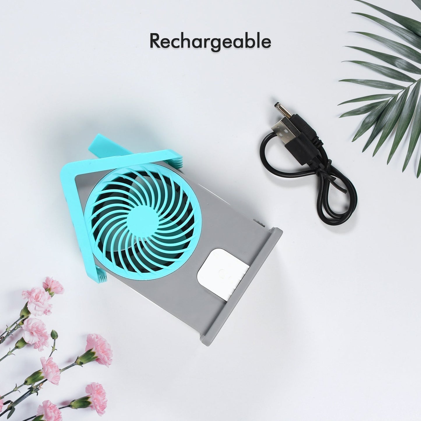 Mini Rechargeable Portable Personal Desk Fan (Battery Not Include)