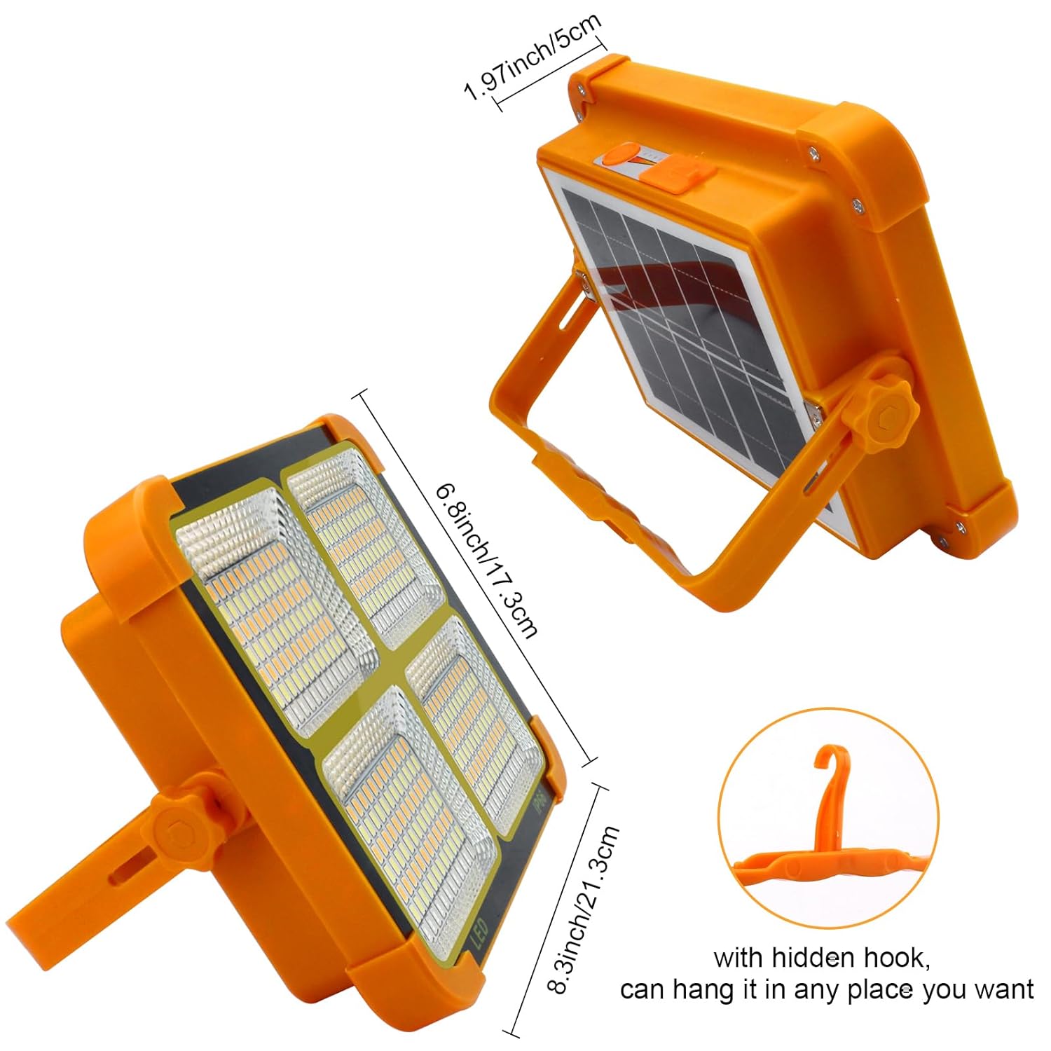  High-Brightness Solar LED Flood Light with Power Bank - scale and size reference