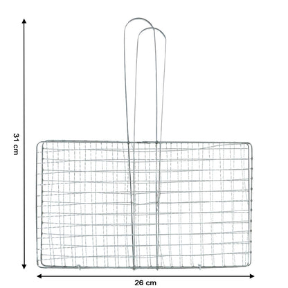 Heavy-Duty Stainless-Steel Barbecue Grill Basket (1 Pc)