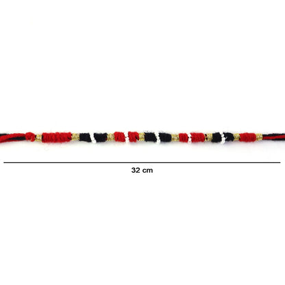 Traditional Handmade Red Black Thread Rakhi for Brother (1 Pc)