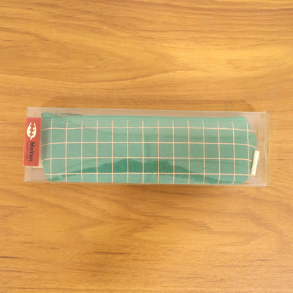 Premium Green Grid Printed Zipper Pencil Pouch Organizer (1 Pc)
