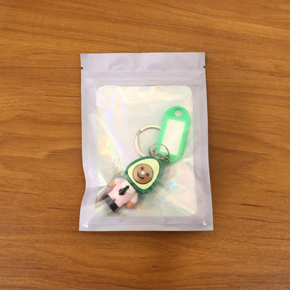 Cute Cartoon Avocado Character Keychain (1 Pc)