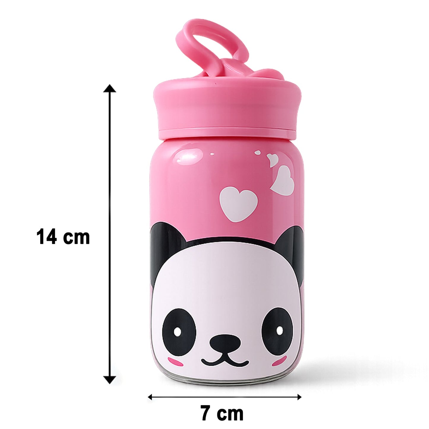 Cute Cartoon Printed Glass Drinking Bottle Cup with Lid (340 ML)