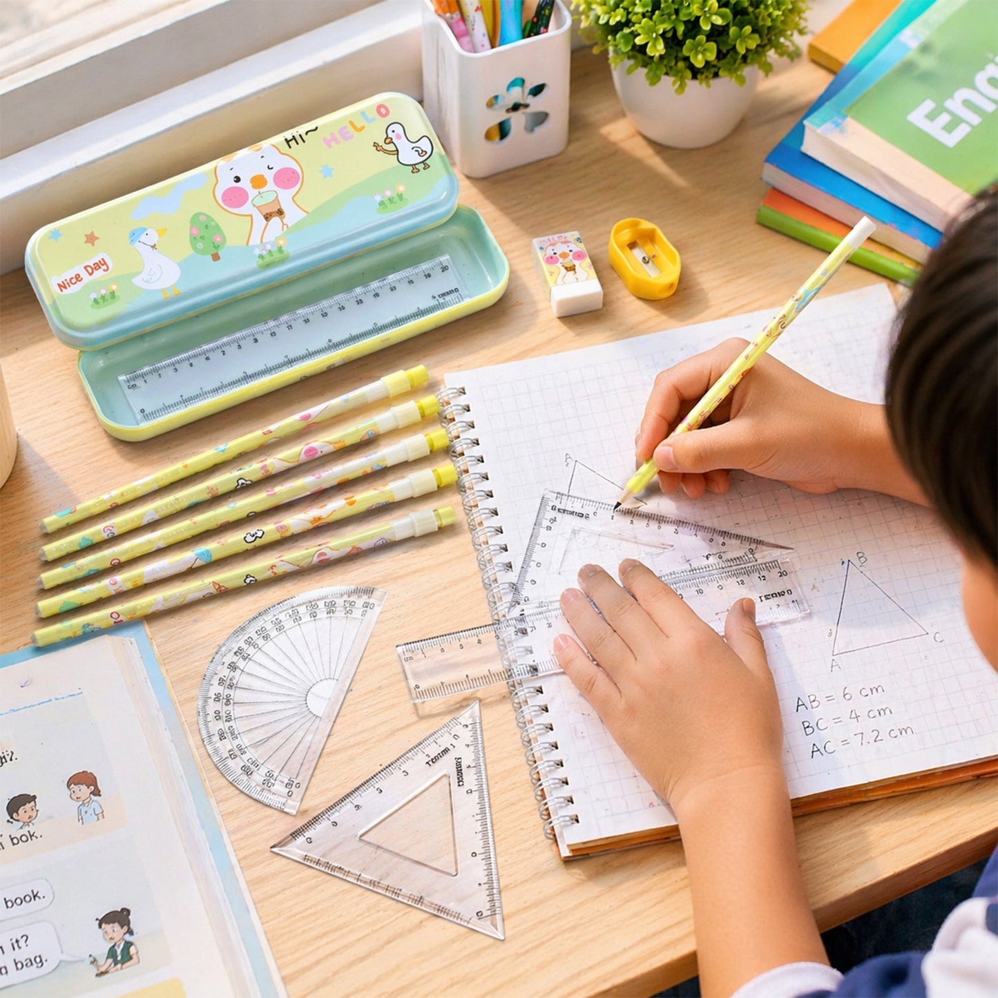 complete geometry kit cartoon design