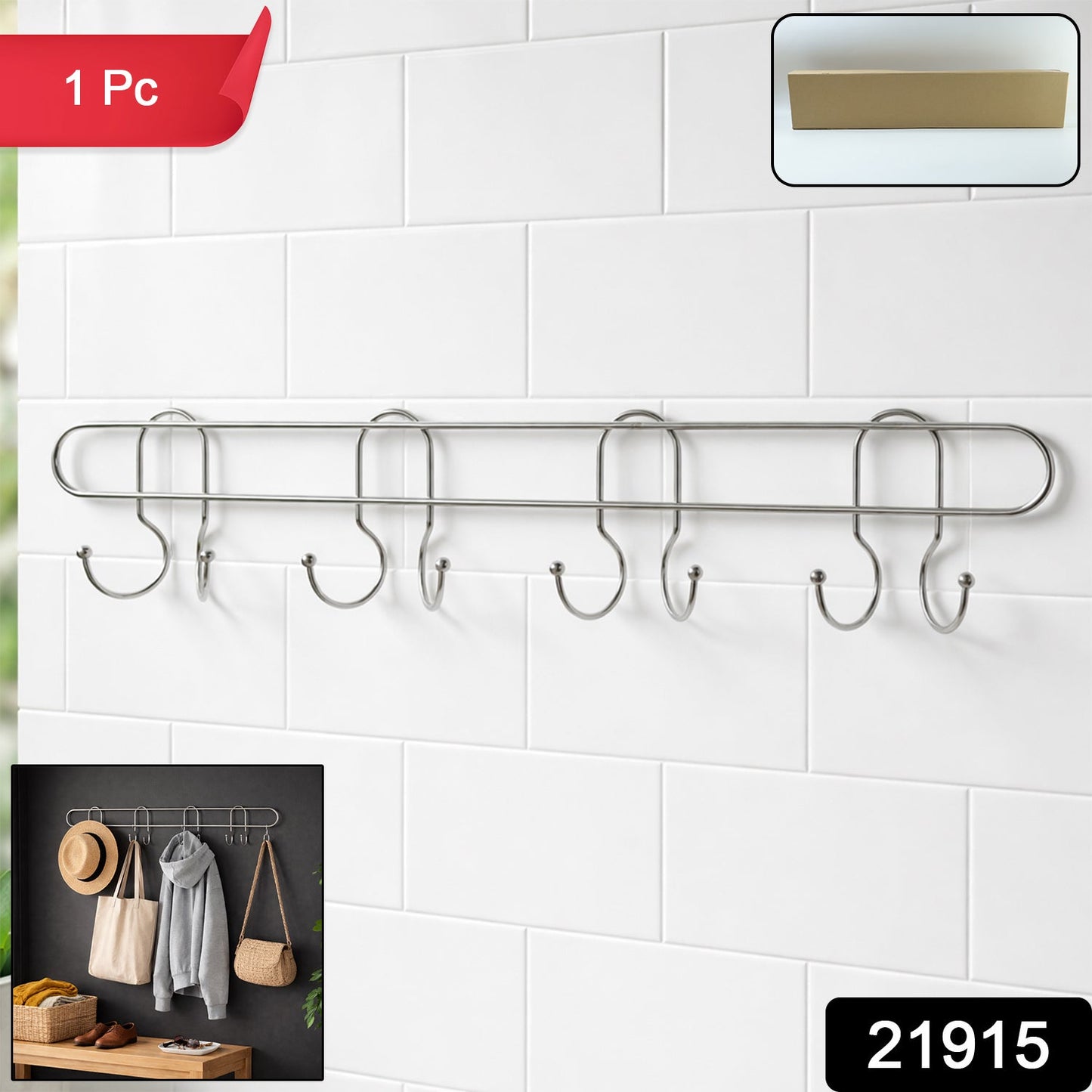 metal hook rack for hanging clothes and accessories