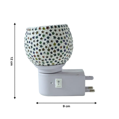 Decorative Star Pattern Kapoor Dani Mosaic Glass Plug-In Night Lamp (1 Pc)