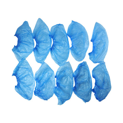 Disposable Plastic Shoe Cover Set with Elastic Fit (5 Pair Set)
