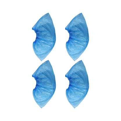 Disposable Plastic Shoe Cover Set with Elastic Fit (2 Pair Set)