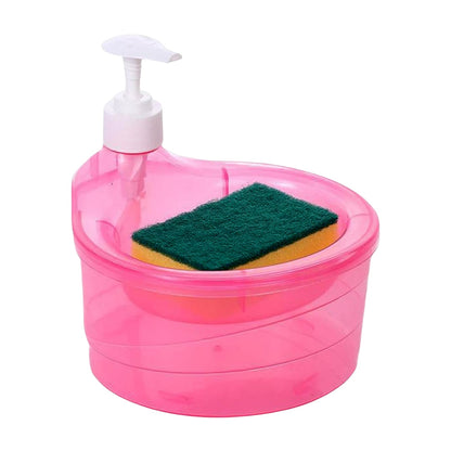 2 in 1 Double Layer Liquid Soap Dispenser with Pump and Sponge