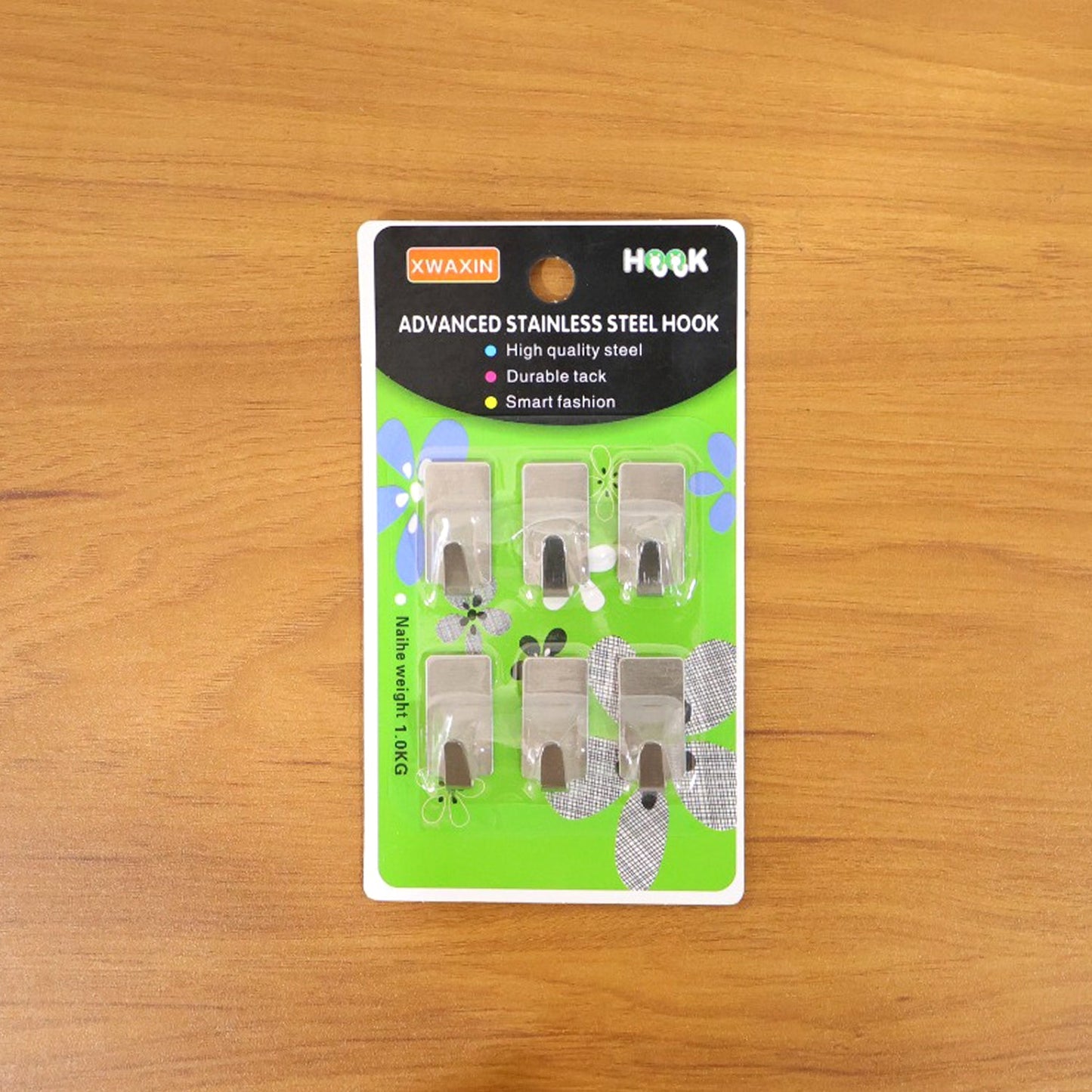 Self Adhesive Wall Hooks Set (6 Pc, Mix Design)