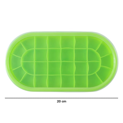 Premium Oval Silicone Ice Cube Tray with Lid (1 Pc)