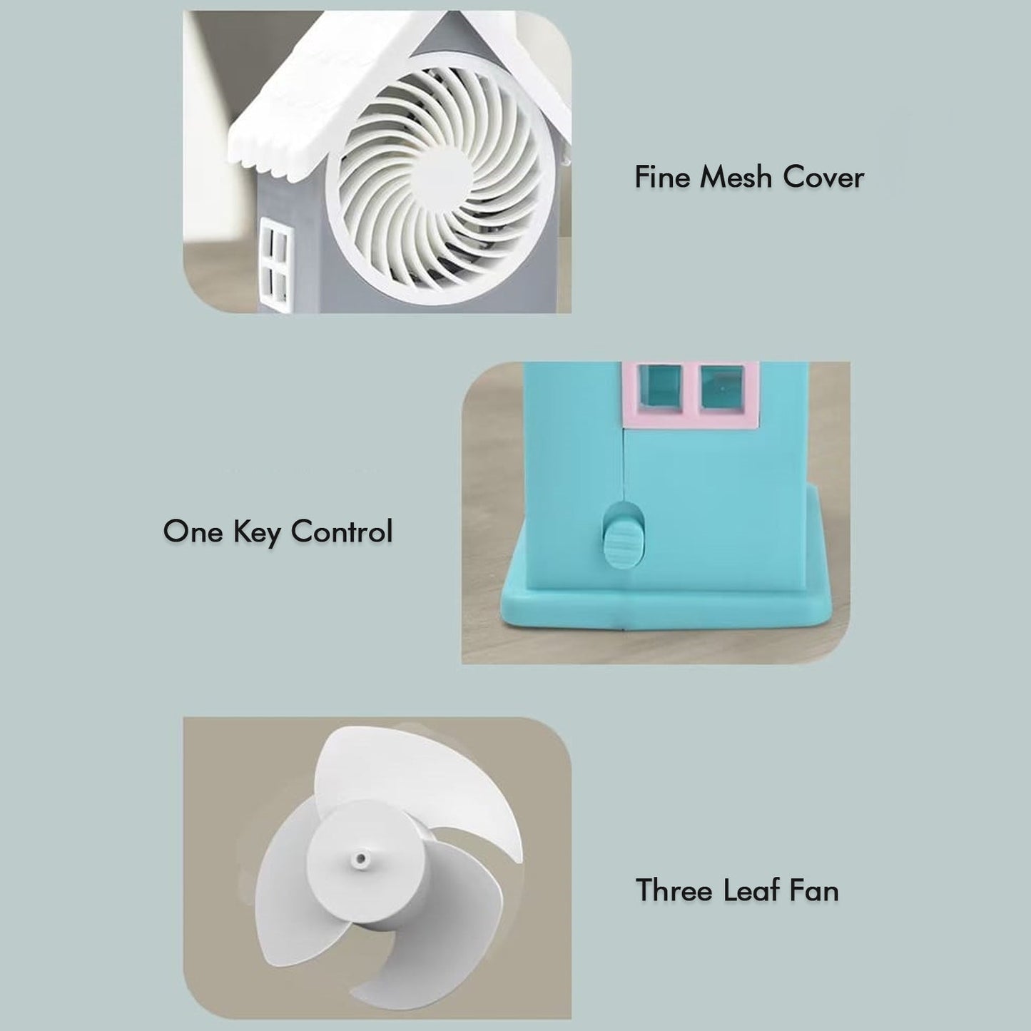 Mini Rechargeable Portable Personal Desk Fan (Battery Not Include)