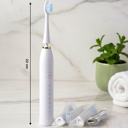 Rechargeable Electric Toothbrush White Color With 3 Extra head (1 Pc/ mix Color)