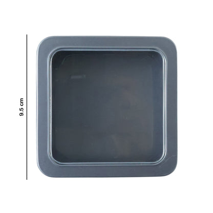 Square Metal Storage Tin Box with Transparent Window Lid (1 Pc, 9.5 x 9.5 Cm)