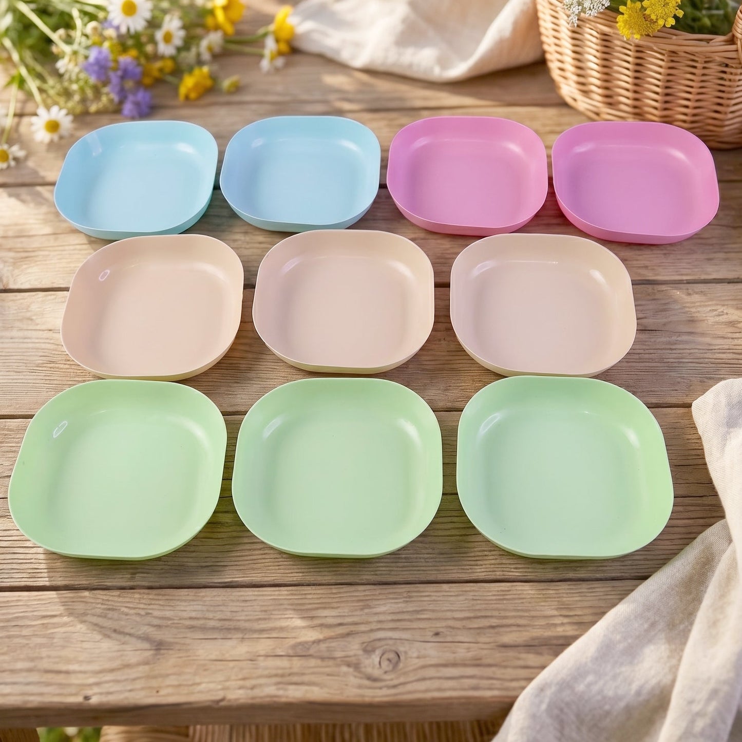 11 in 1 Plastic Snack Serving Plates Set, Multi-Compartment Party Snack Tray
