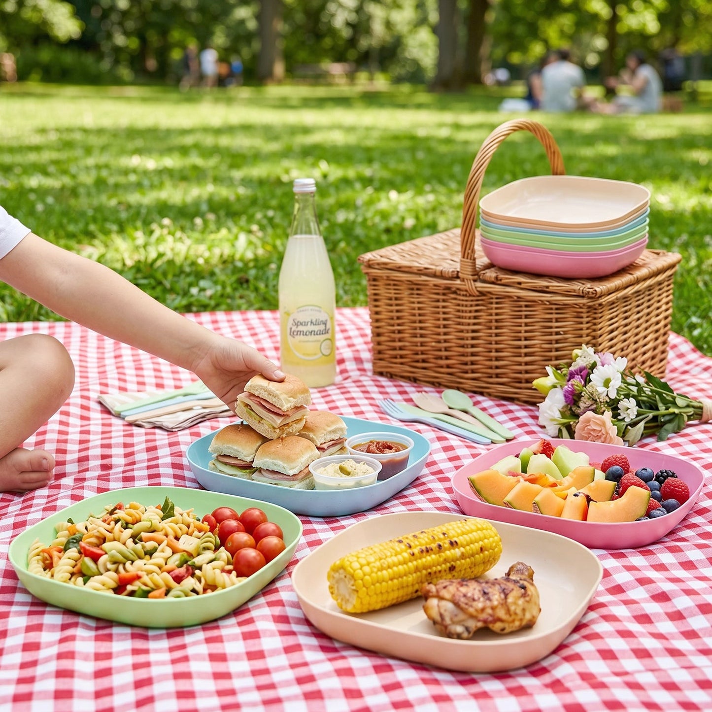 11 in 1 Plastic Snack Serving Plates Set, Multi-Compartment Party Snack Tray