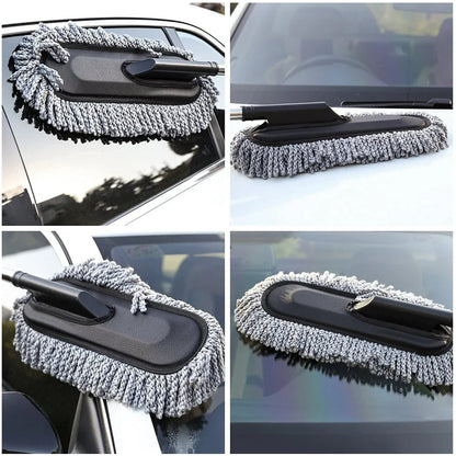 Car Duster, Long Retractable Soft Non-Slip Handle - key feature close-up