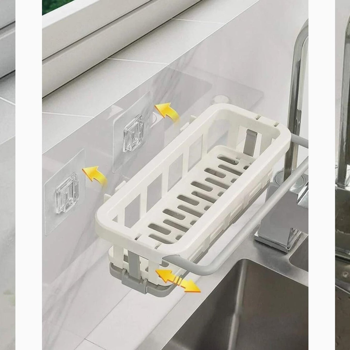 Hanging Drain Rack & Sponge Holder Basket for Kitchen Sink Storage