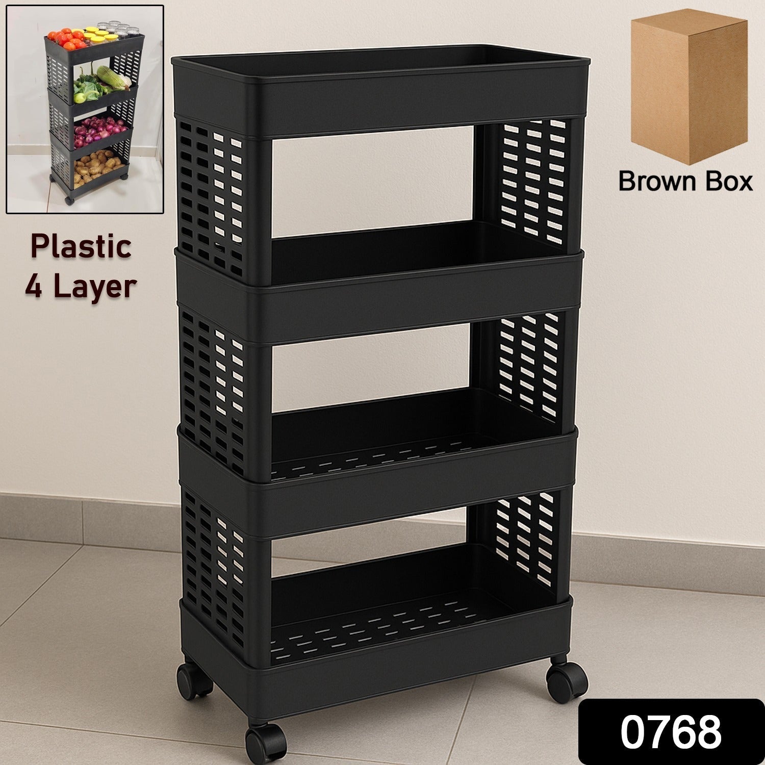  4-Layer Plastic Storage Rack Wheels - lifestyle