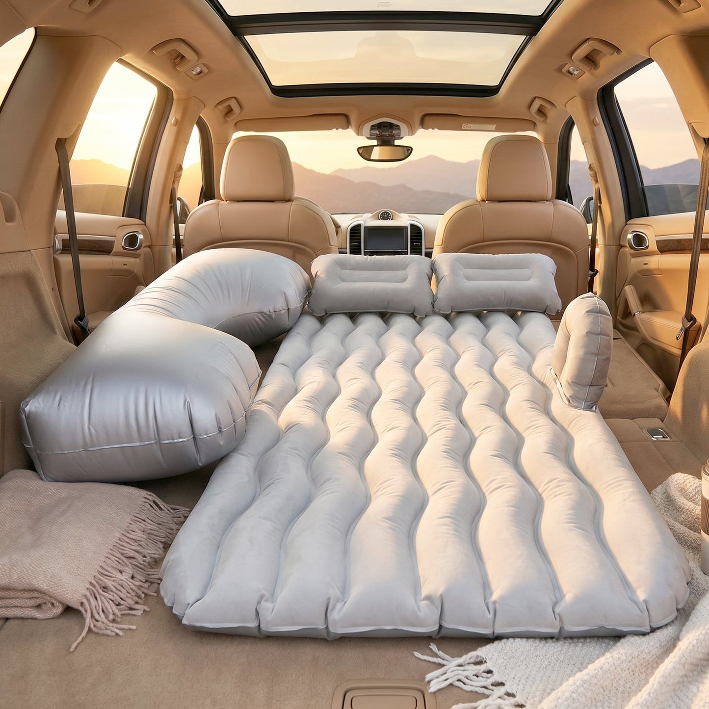 Portable Car Air Mattress Bed Set Grey - Main View