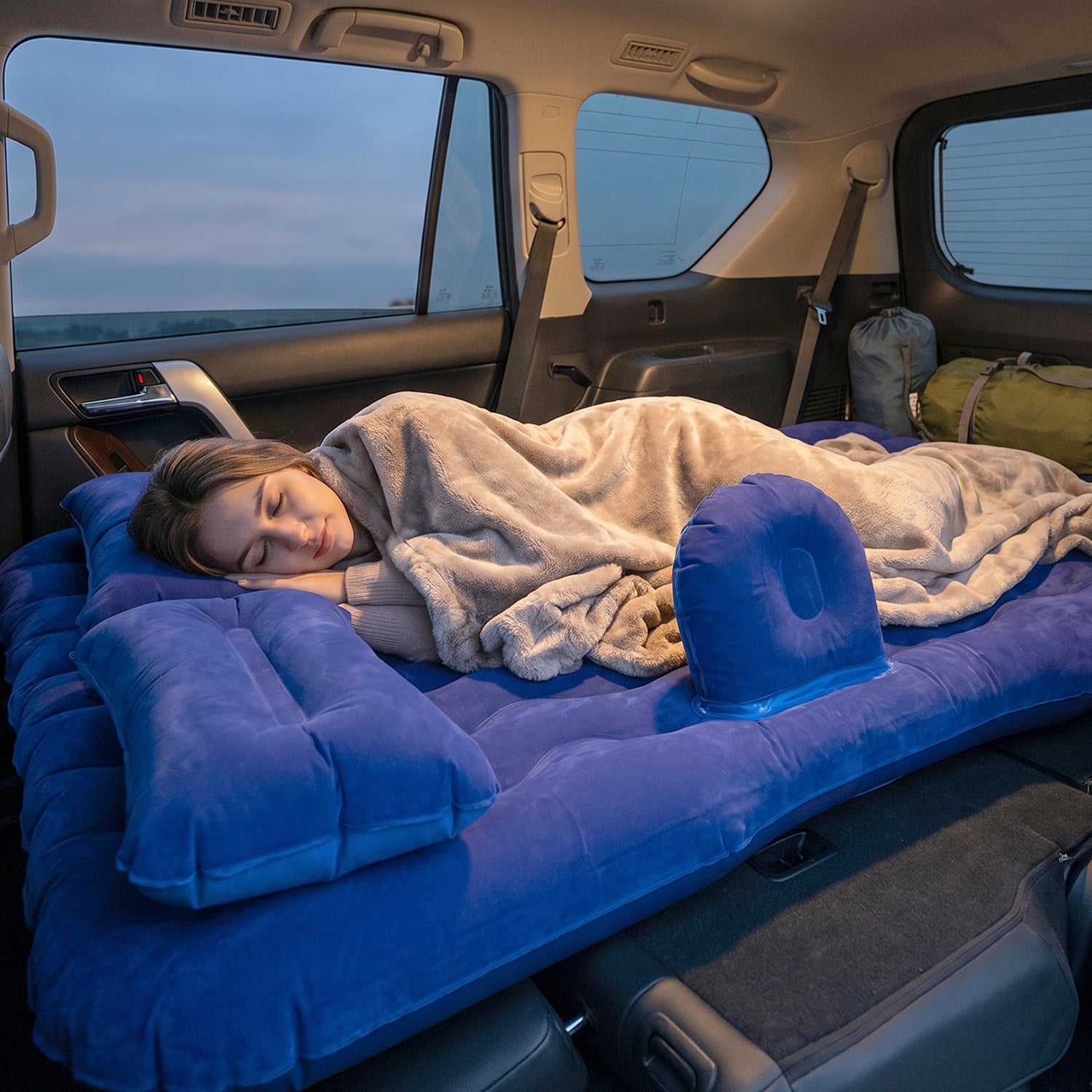 Car Air Mattress Lifestyle - Woman Sleeping Comfortably
