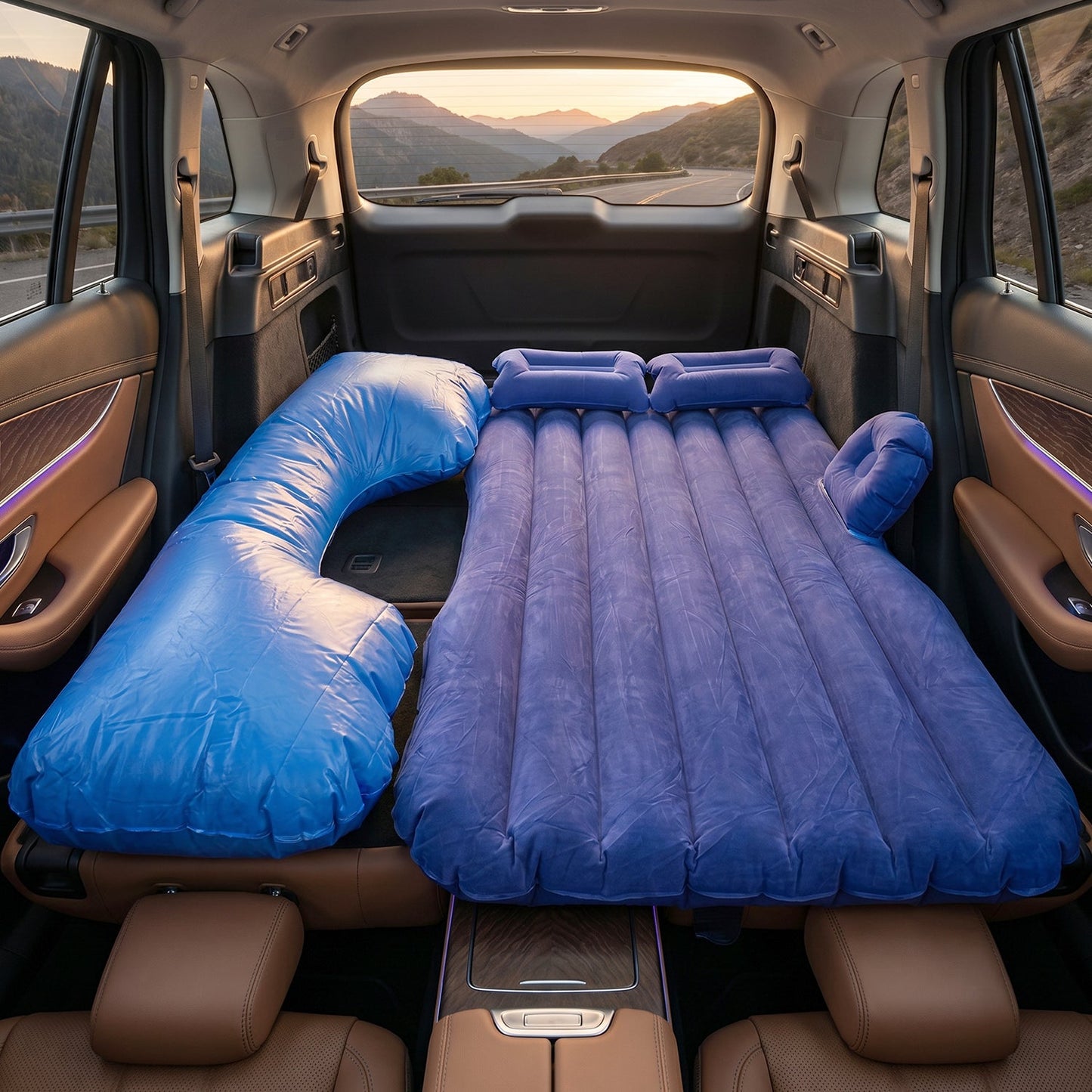 Portable Car Air Mattress Bed Set Blue - Main View