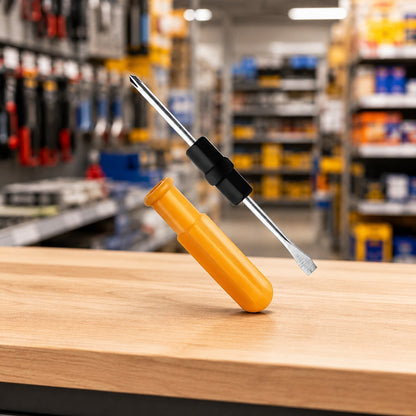 Yellow handle 2 in 1 screwdriver hardware store lifestyle