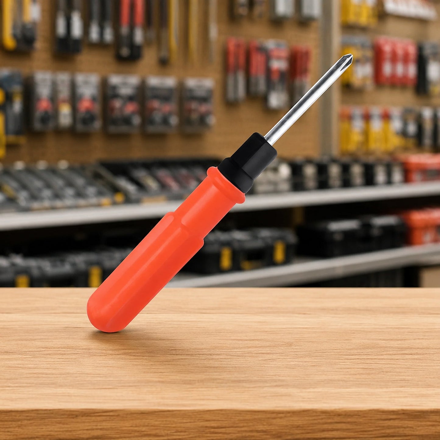 Red orange handle 2 in 1 screwdriver phillips tip hardware shelf lifestyle