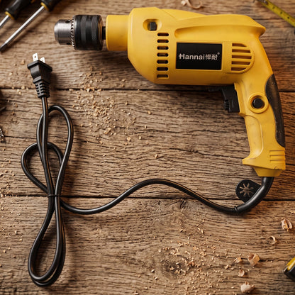 Hannai yellow corded electric drill machine solo top view