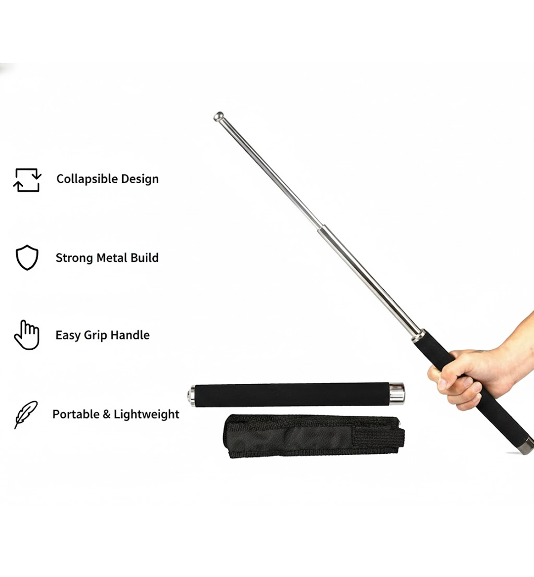  Multi-Function Collapsible Self Defense Stick - comparison shot
