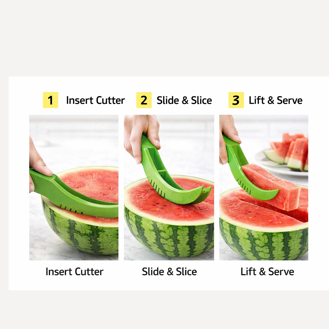 Plastic Watermelon Cutter, Slicer, Corer & Server – Easy to Use Fruit Tool