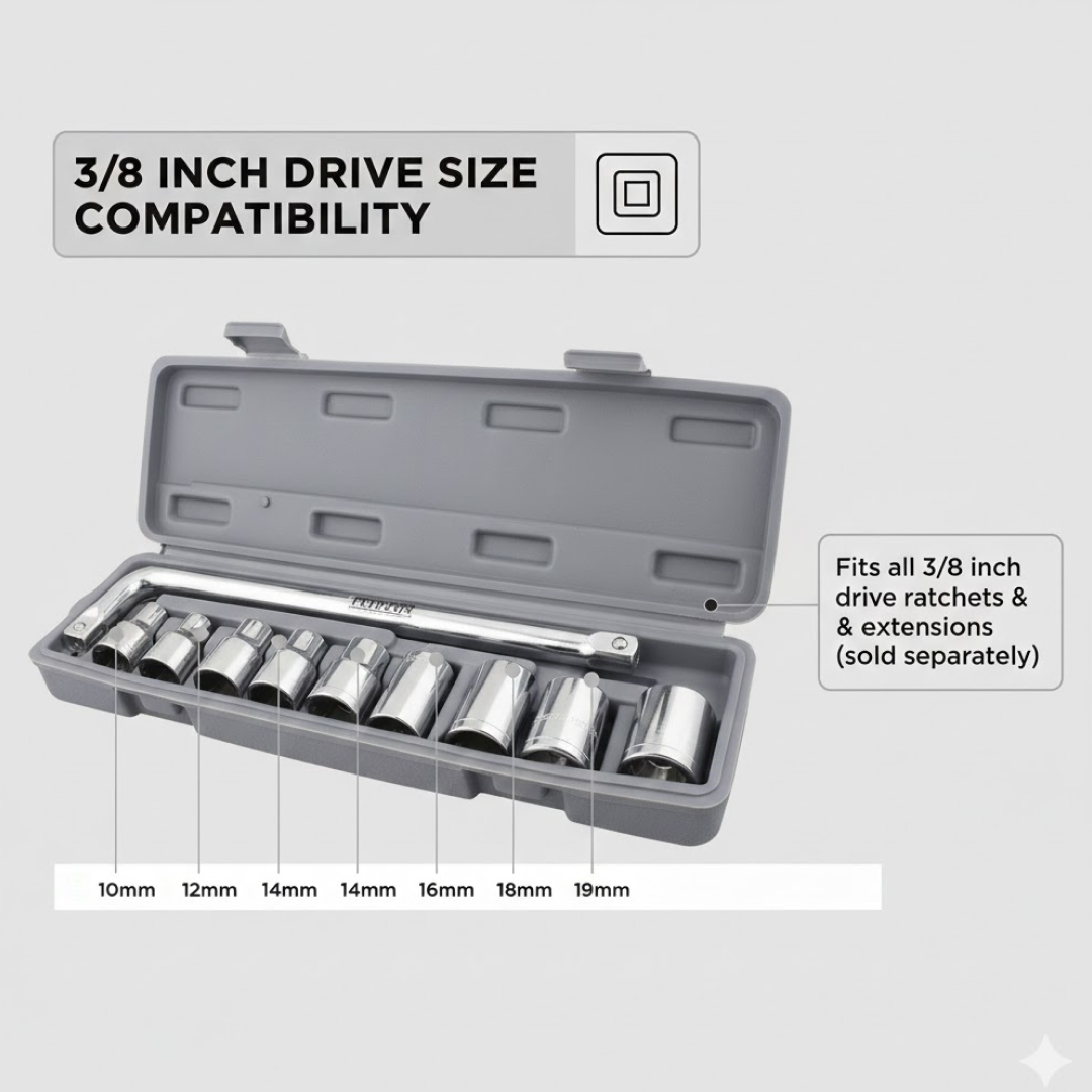 Drive Standard Socket Wrench Set -10 pc, 6 pt. 3 / 8 in.