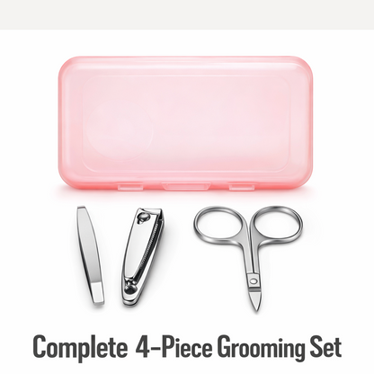 Mini Nail Clipper Set With Plastic Storage Case, (4 Pc Set)