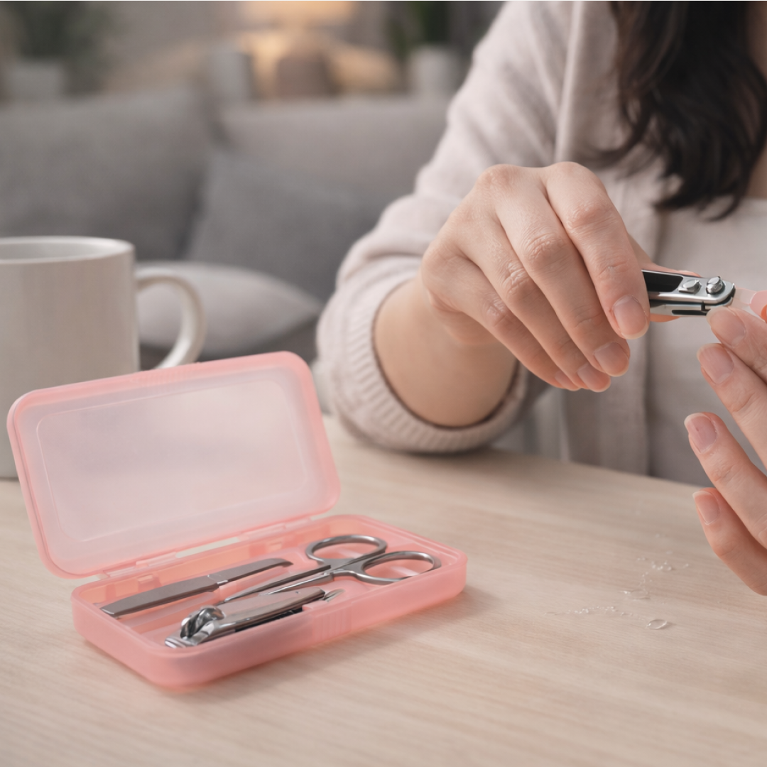 Mini Nail Clipper Set With Plastic Storage Case, (4 Pc Set)