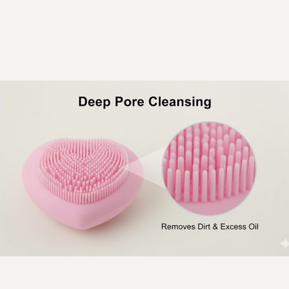 Heart-Shaped Silicone Face Wash Brush – Facial Cleansing Scrubber for Women