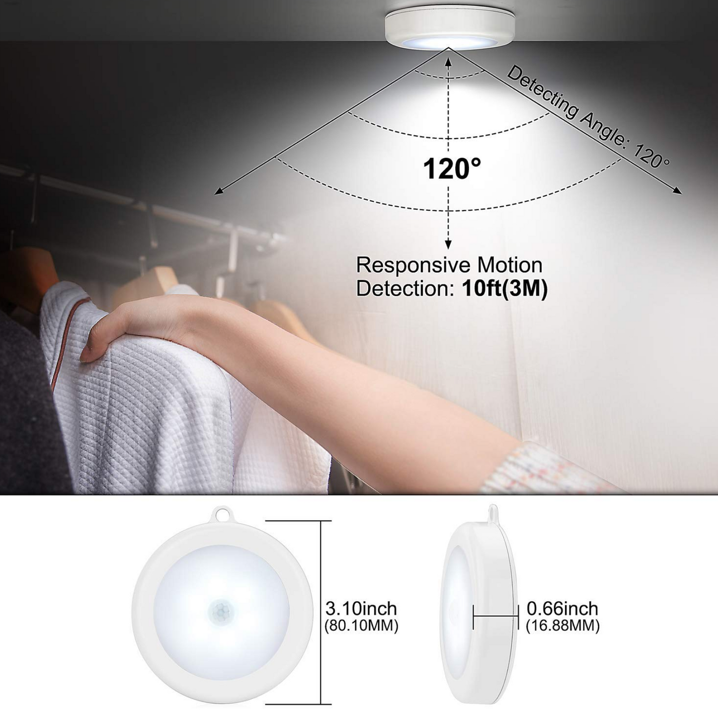 Round Shape 8 LED Motion Sensor Light - key feature close-up