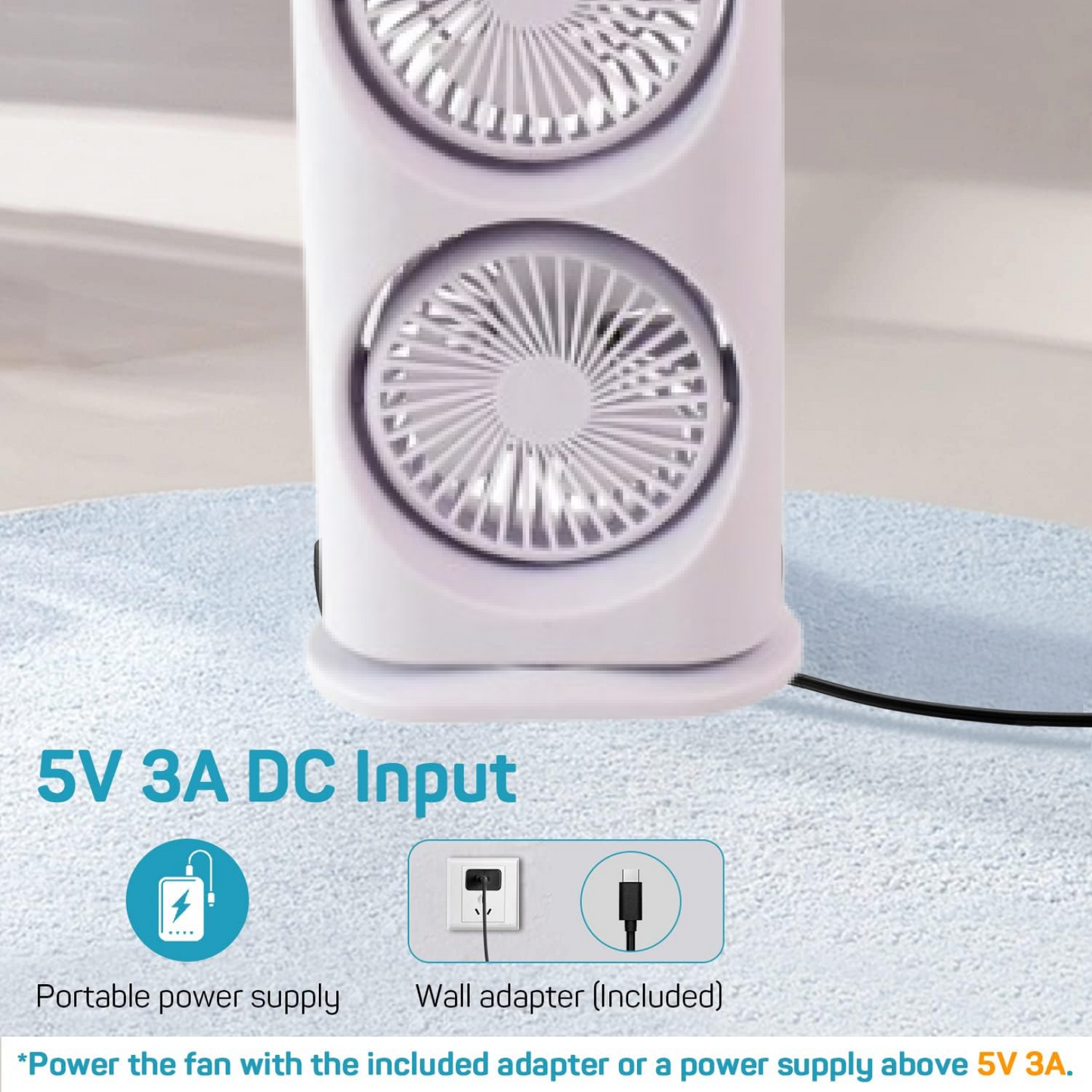  Electric Fan Desktop Double-Head Powerful Air (1 Pc / With - key feature close-up