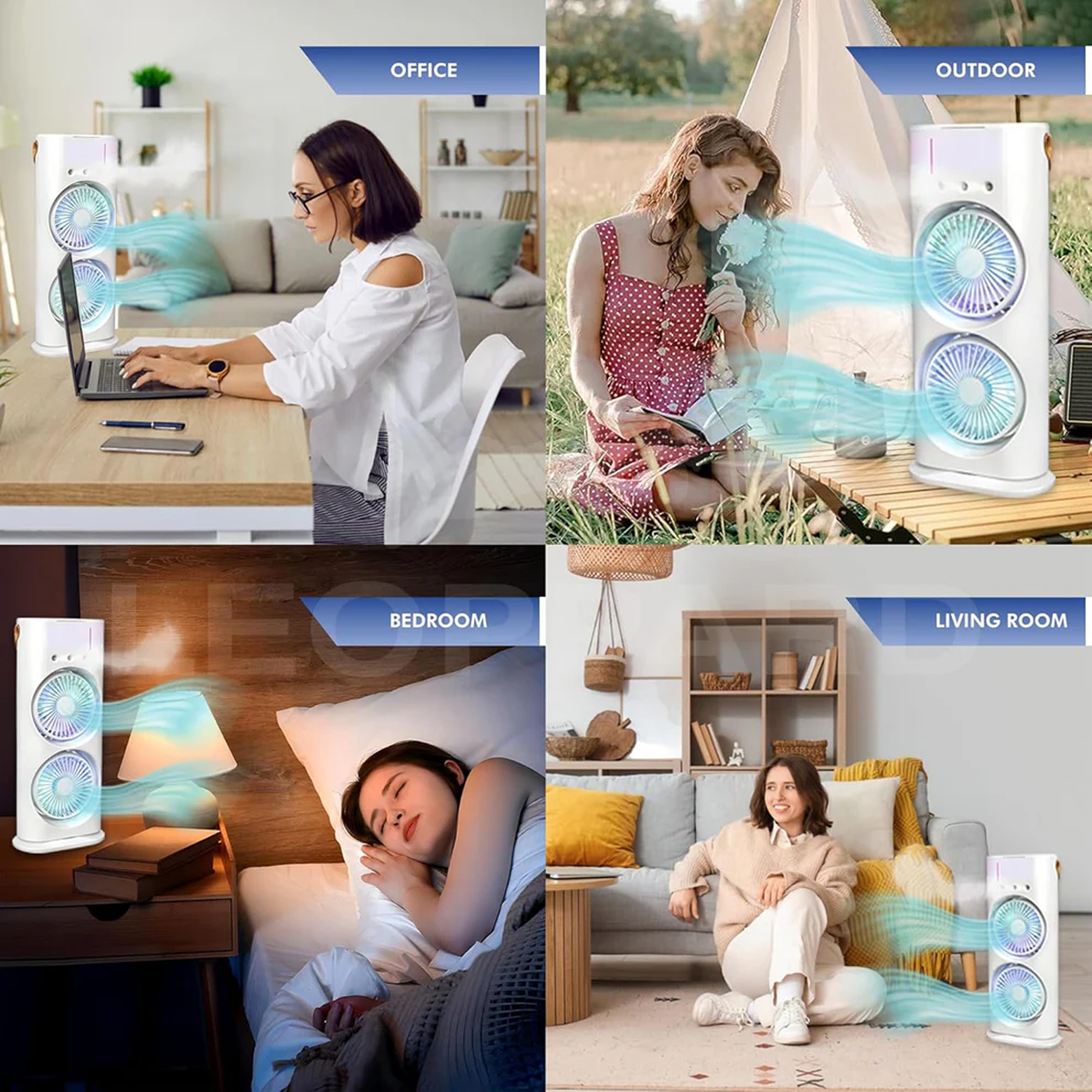  Electric Fan Desktop Double-Head Powerful Air (1 Pc / With - specs detail shot