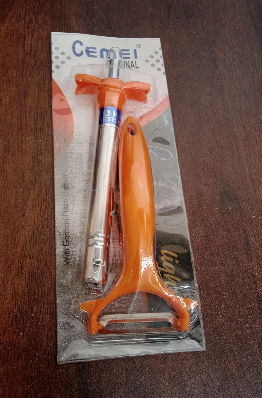 2 in 1 Kitchen Combo Lighter with Vegetable Cutter Peeler For Kitchen  (2 Pc Set)