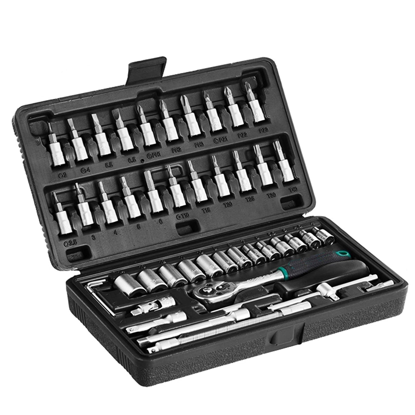  46pcs Metal Socket Set (Black, 46pcs) - key feature close-up