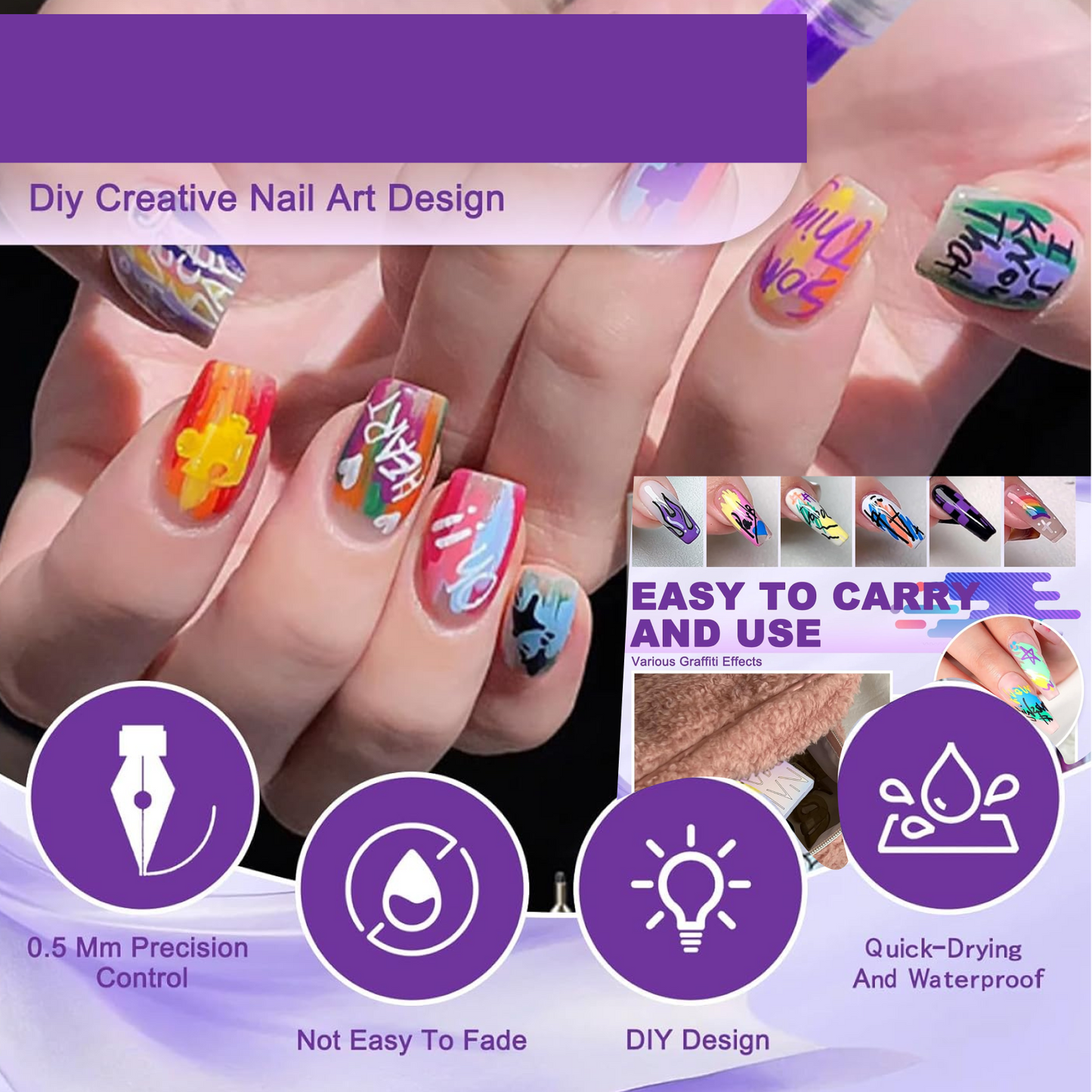  Nail Art Point Pen and Set for Women - scale and size reference