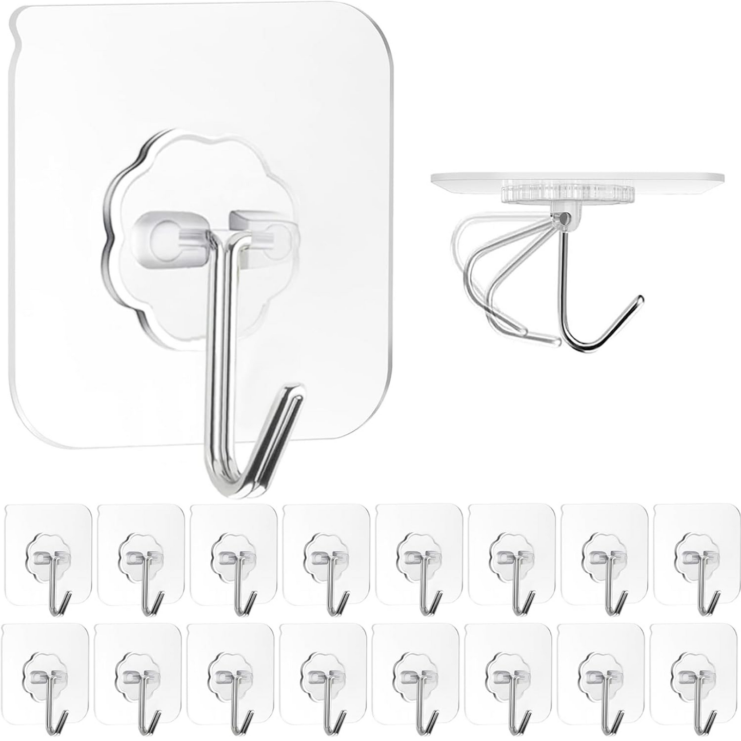  Heavy Duty Flower Adhesive Wall Hooks 10 Pc Set - main product shot
