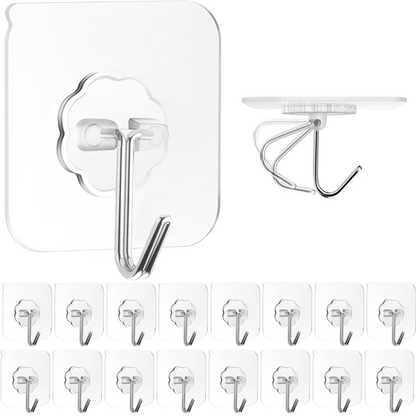  Heavy Duty Flower Adhesive Wall Hooks 10 Pc Set - main product shot