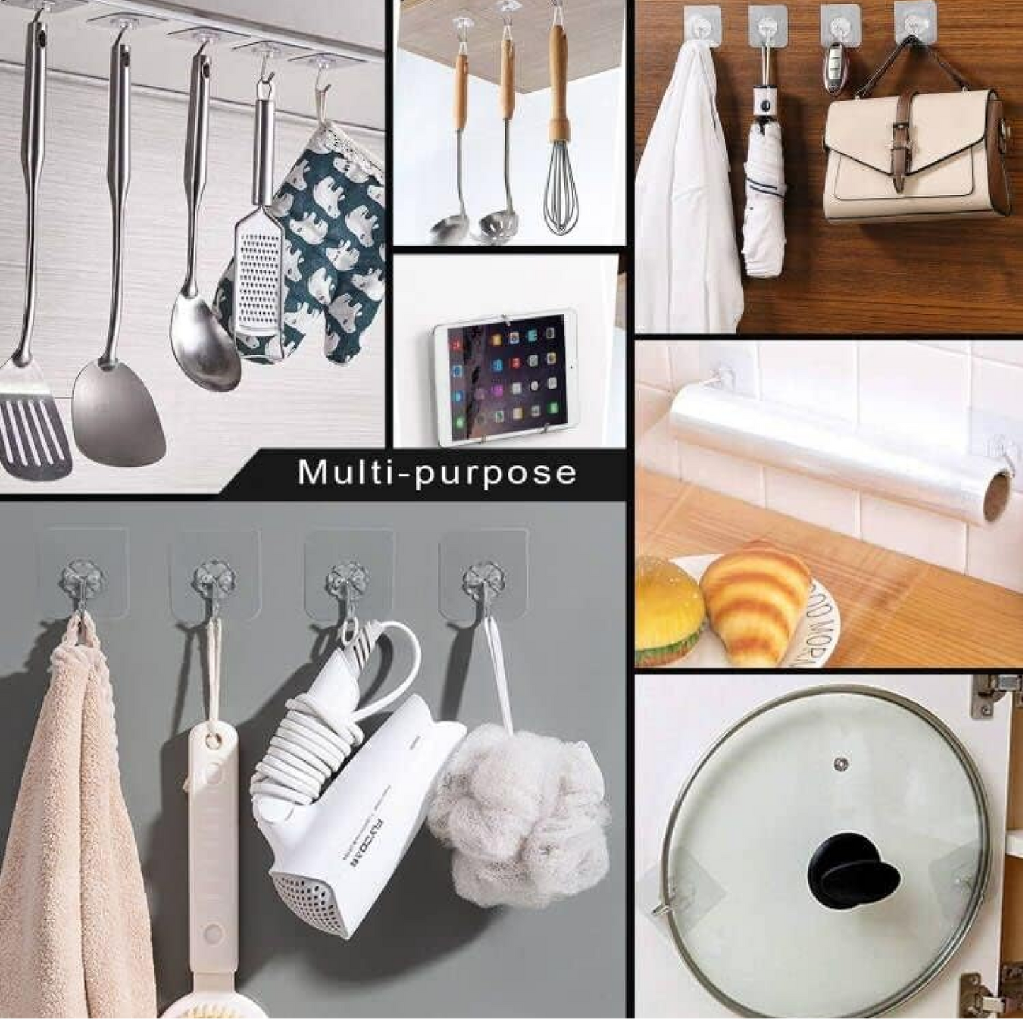  Heavy Duty Flower Adhesive Wall Hooks 10 Pc Set - key feature close-up