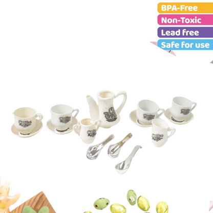 Tickles Tea toy Set | Coffee Kitchen Plastic Set (14 Pcs / Mix Size & Design)