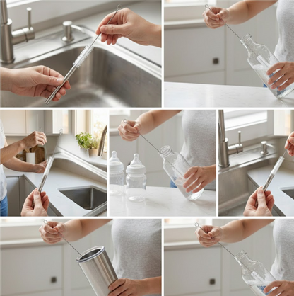 Stainless Steel Straw Cleaning Brush Drinking Pipe, 23Cm 1 pcs