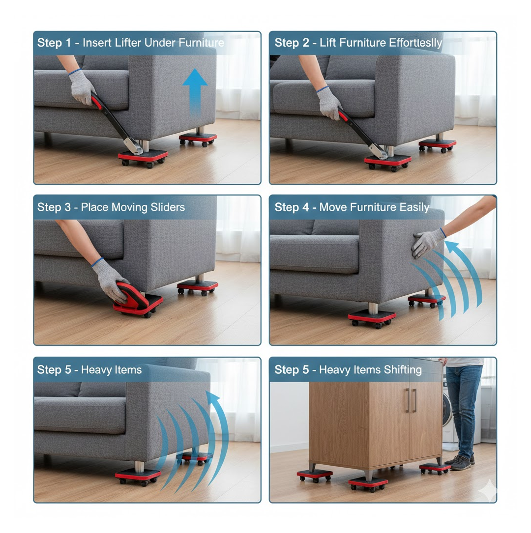 Heavy-Duty Furniture Lifter & Shifting Tool