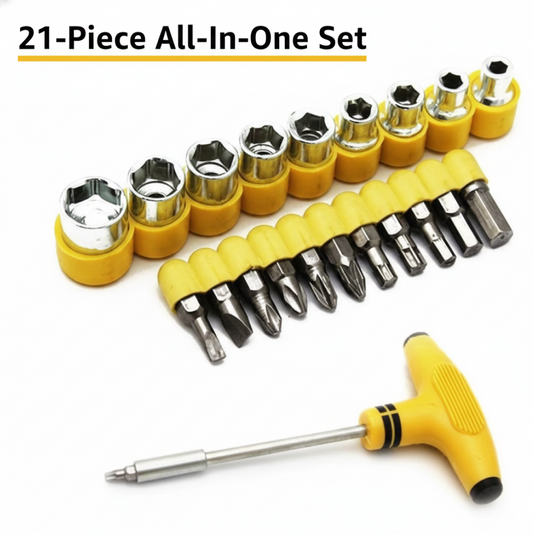 21 pcs T shape screwdriver set Batch Head Ratchet Pawl Socket Spanner hand tools