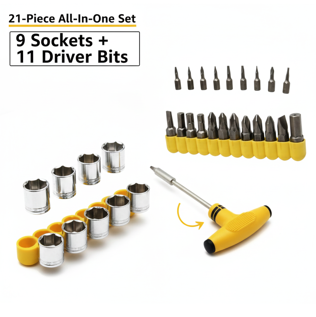 21 pcs T shape screwdriver set Batch Head Ratchet Pawl Socket Spanner hand tools