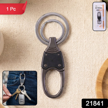 Premium Dual Ring Metal Key Holder with Rotating Swivel (1 Pc)